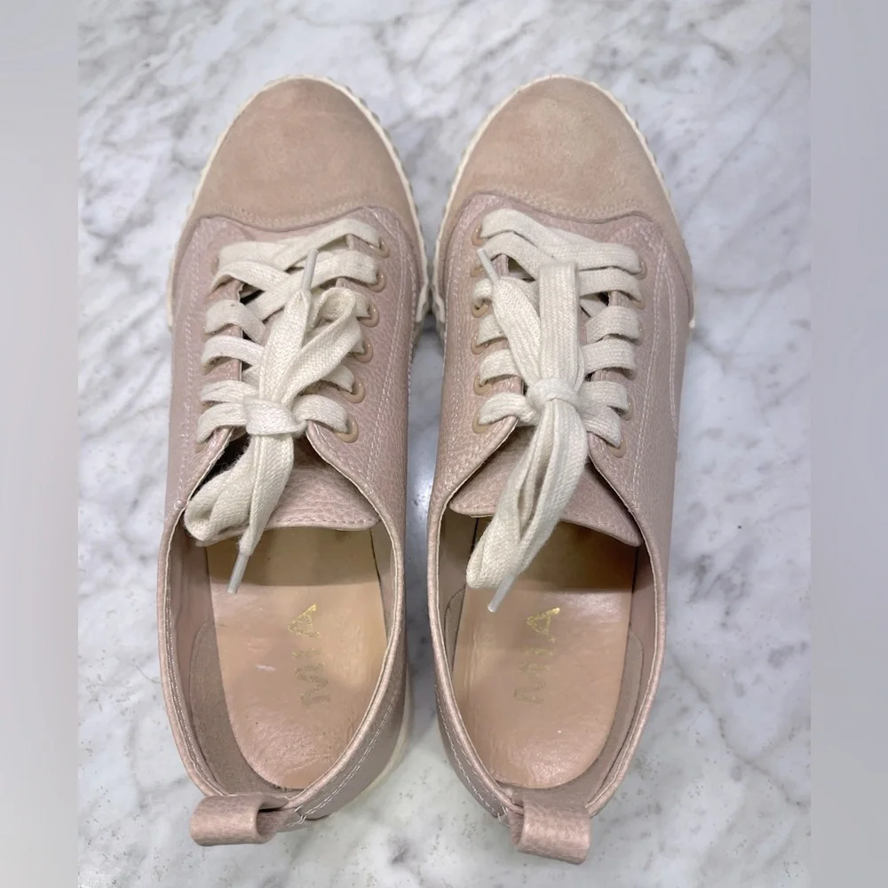 Mia Light pink/peach leather & suede, lace up shoes/loafers, gentle worn, size 7 - Picture 2 of 5